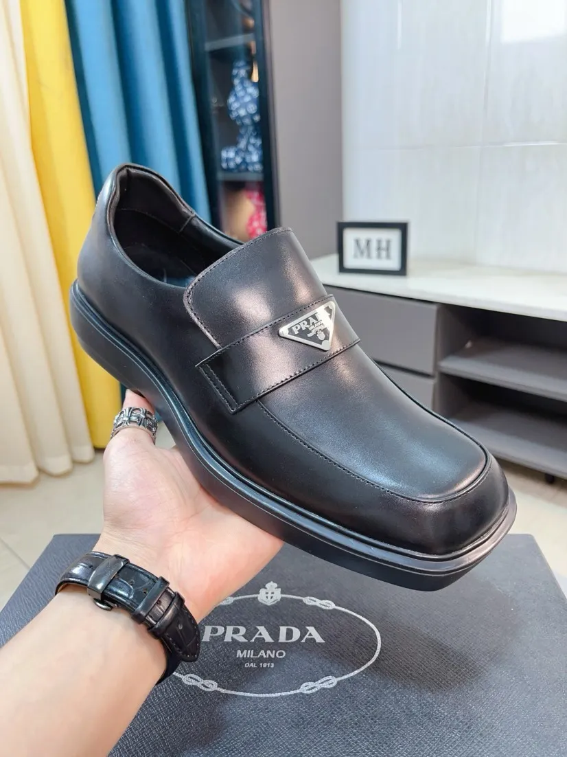 Men's shoes 💰540🌹🌹【PRADA Leather Shoes】Top purchasing agency Original imported Italian custom-made open-edge beaded cowhide leather surface, fully imported water-dyed breathable cowhide lining, original factory special molded sole super comfortable, size: 38-44